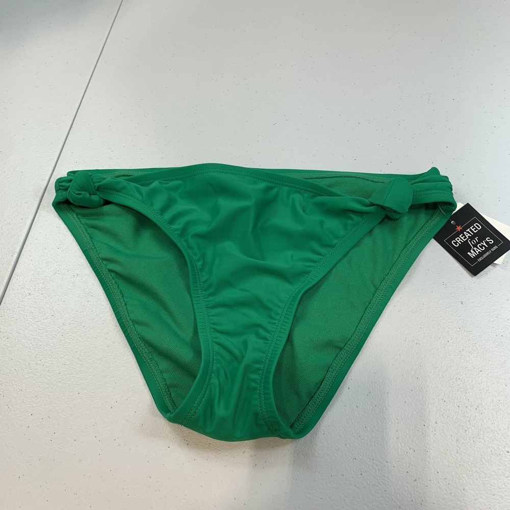 Bar III Women's Swim Bikini Bottoms XS Hipster Green Side Knot Summer Solids
